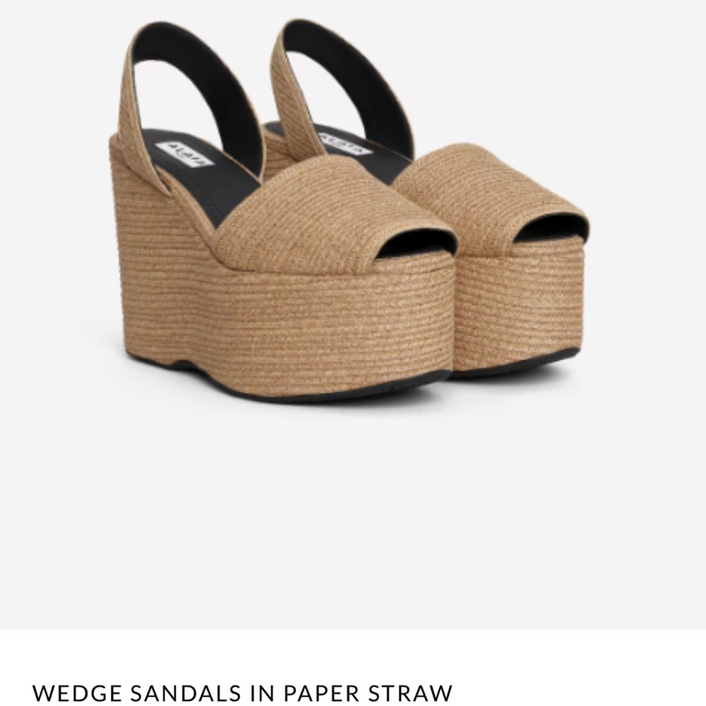 Alaia Tan Wedge Sandals